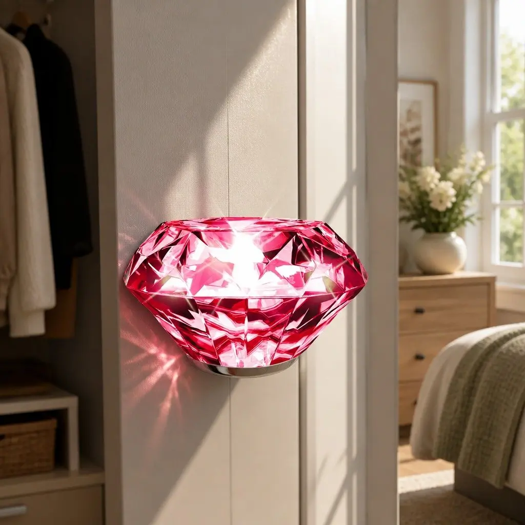 Diamond Crystal Cabinet Knobs Red 40mm Reflective Brilliance