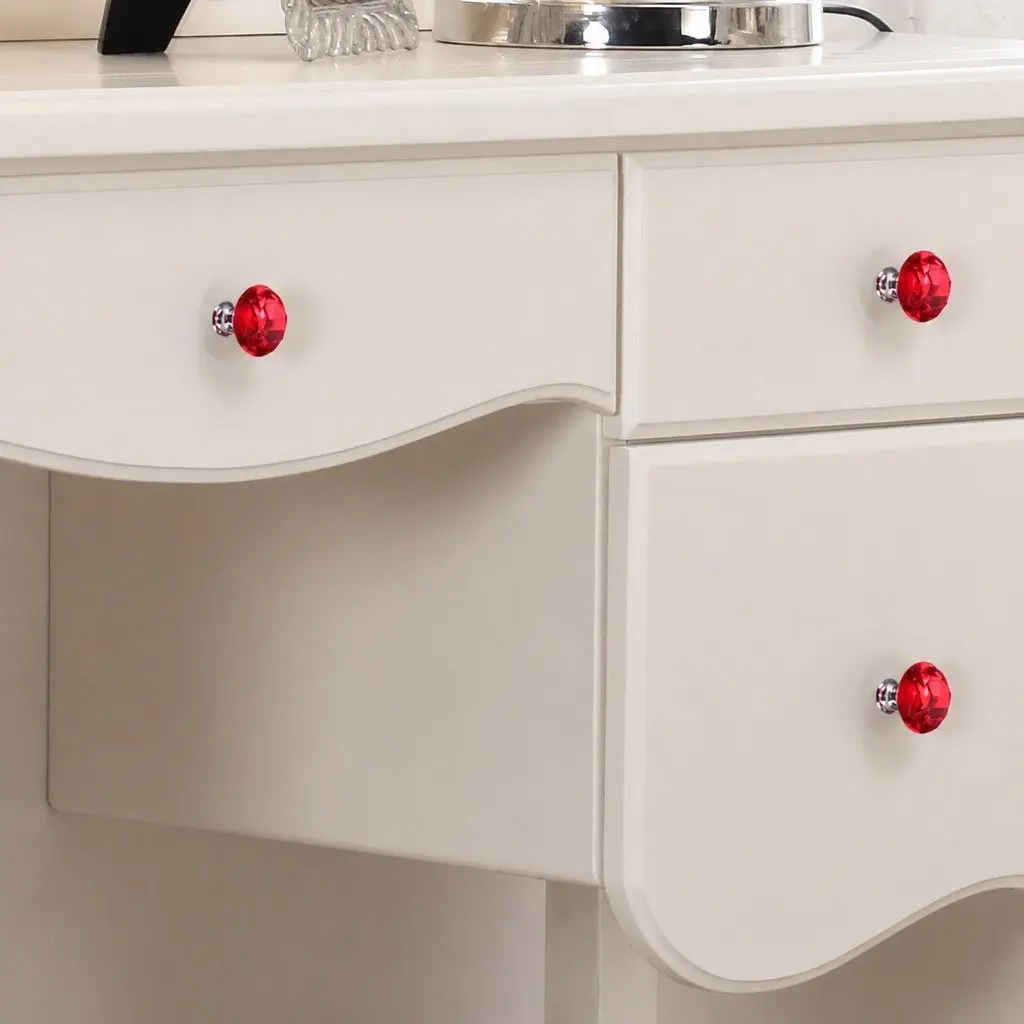 Diamond Crystal Cabinet Knobs Red 40mm Reflective Brilliance
