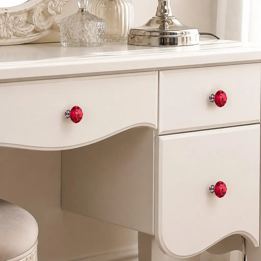 16 Piece Crystal Diamond Cabinet Knobs Red 30mm Light Reflecting Facets