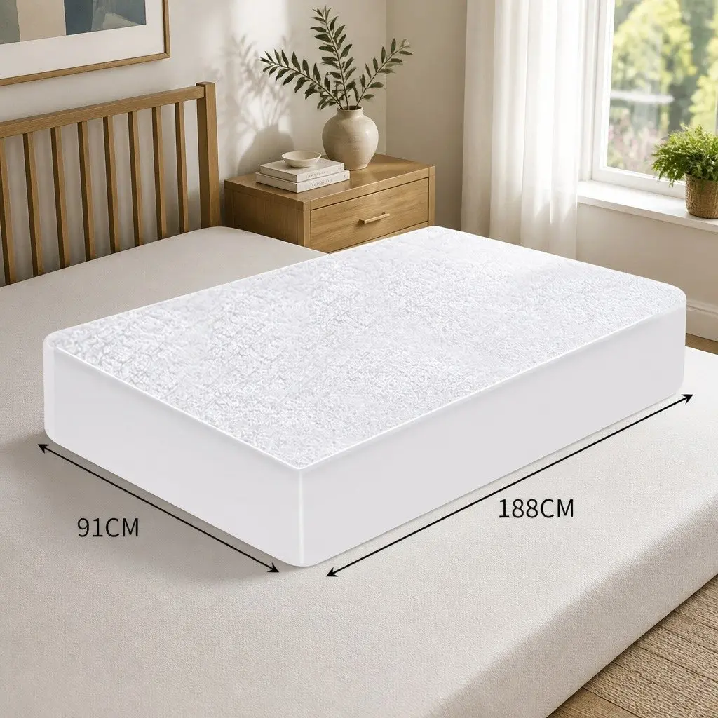 Mattress Protector White Fitted Waterproof Dust Mite Barrier Machine Washable