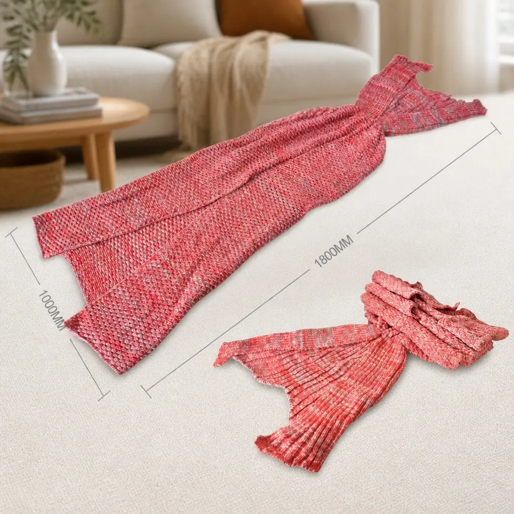 Mermaid Tail Blanket Soft Crochet Throw All Seasons Single Size