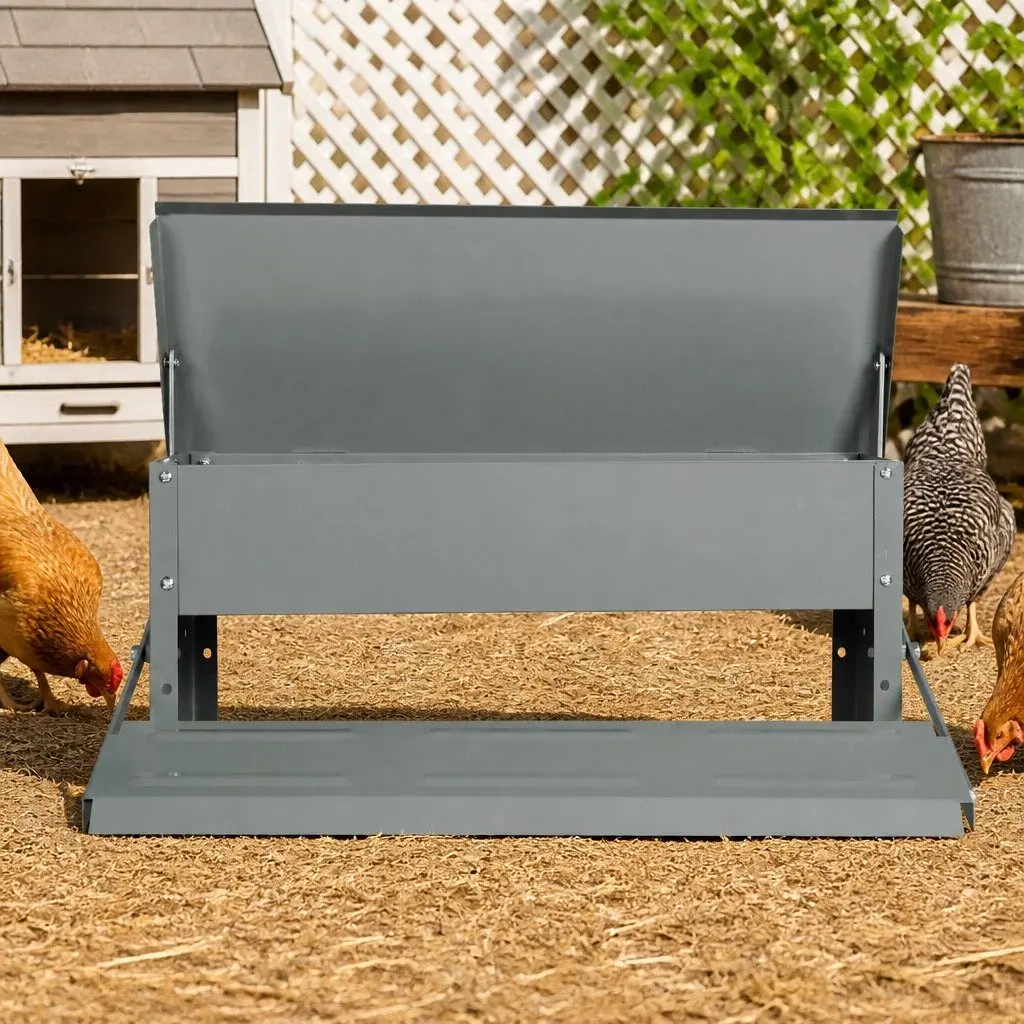 Automatic Chicken Feeder Silver 5kg Large Capacity Timed Feed Dispenser