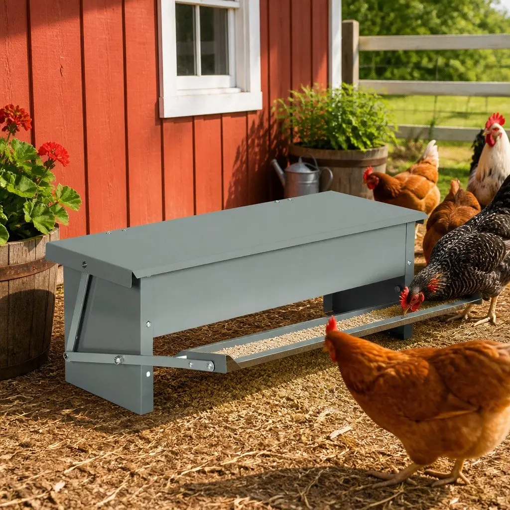 Automatic Chicken Feeder Silver 5kg Large Capacity Timed Feed Dispenser