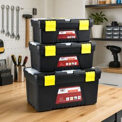 3 Pcs Tool Box Set Professional Storage Heavy Duty Portable Toolbox Organizer