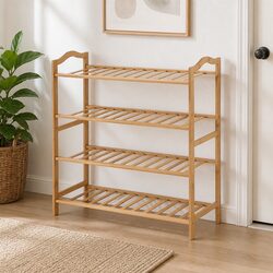 Compact Bamboo Shoe Rack - 4 Tier Storage Solution