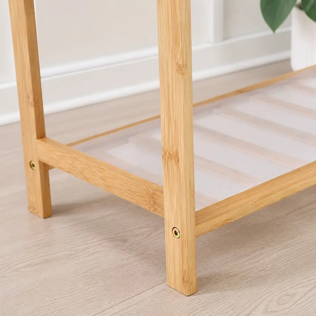 Bamboo Shoe Rack Natural 80cm Wide 4 Tier Wooden Organiser