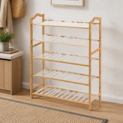 Compact Bamboo Shoe Rack with 5 Tiers - Easy Setup