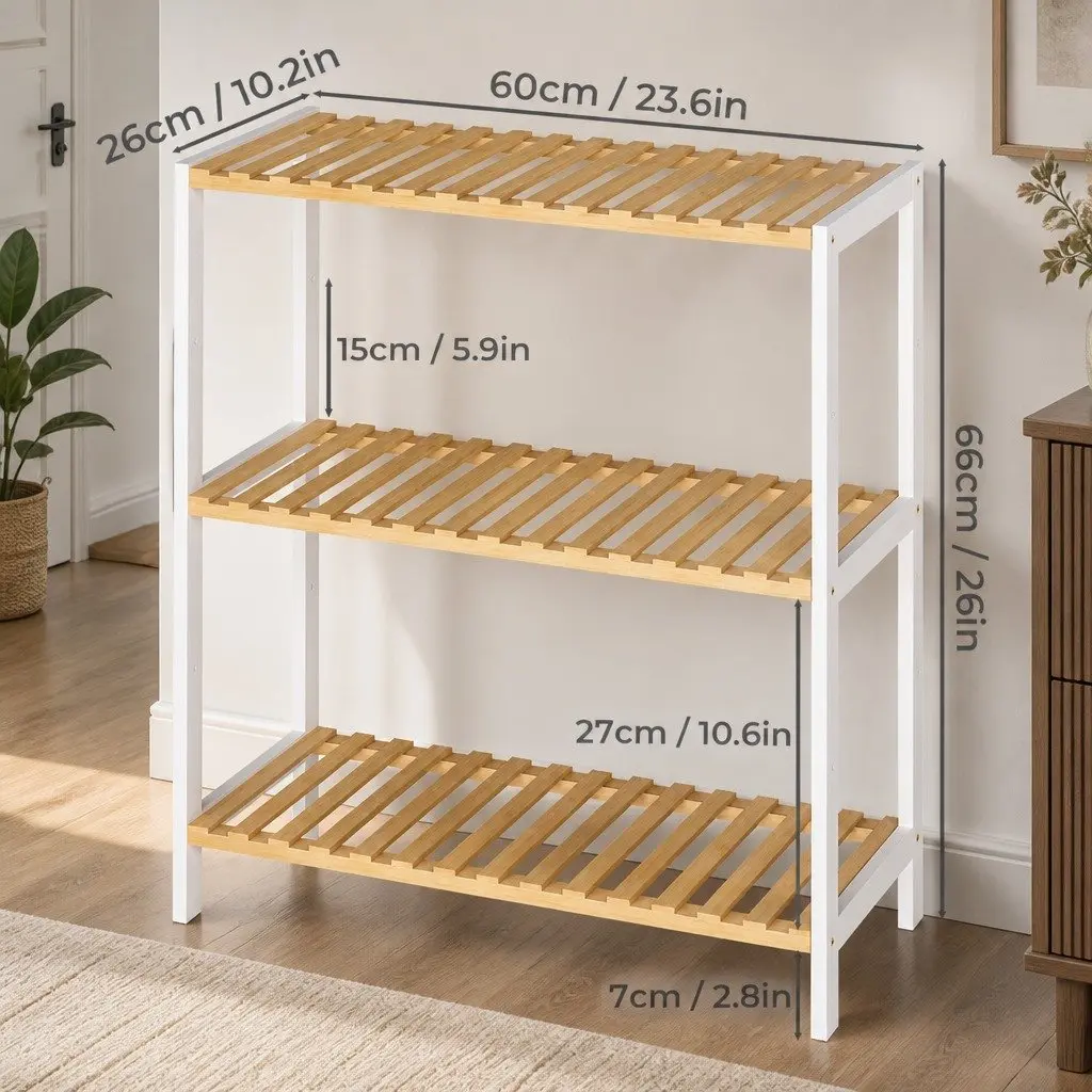 Bamboo Storage Rack 3 Tier Shelf Organiser Shoe Plant Display Stand