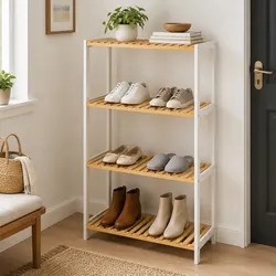 Compact 4-Tier Bamboo Storage Rack for Efficient Use