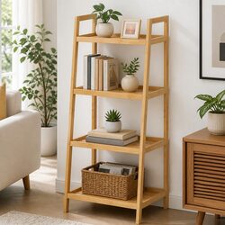 Compact Bamboo Bookcase with 4 Shelves