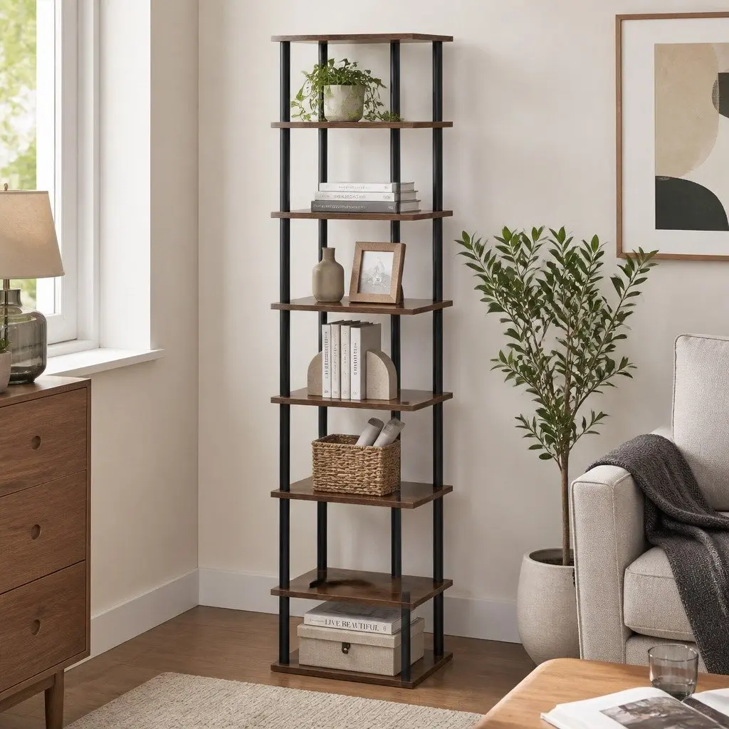 Vertical Shoe Rack Brown 8-Tier Space Saving Freestanding Storage Organiser
