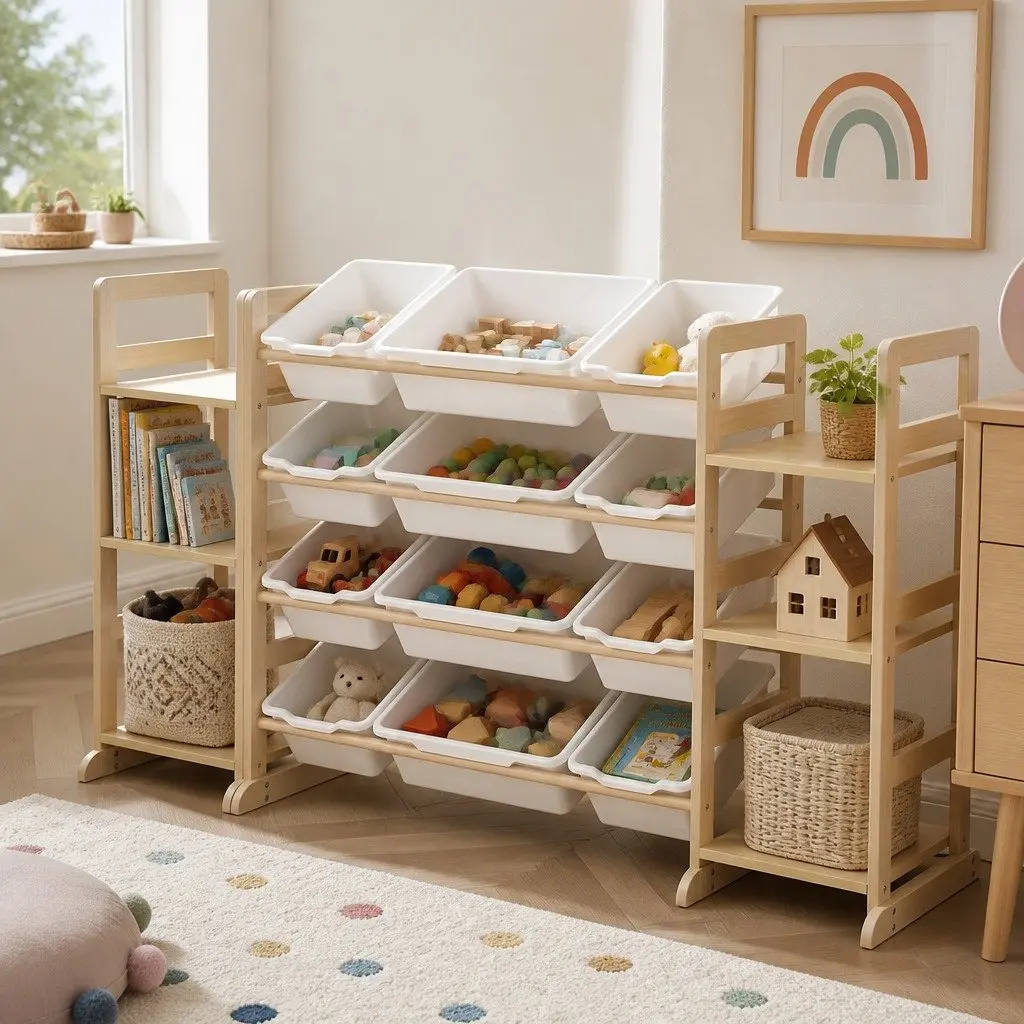 Kids Toy Box Organiser 12 Bins 6 Shelves Display Storage Rack Playroom Unit