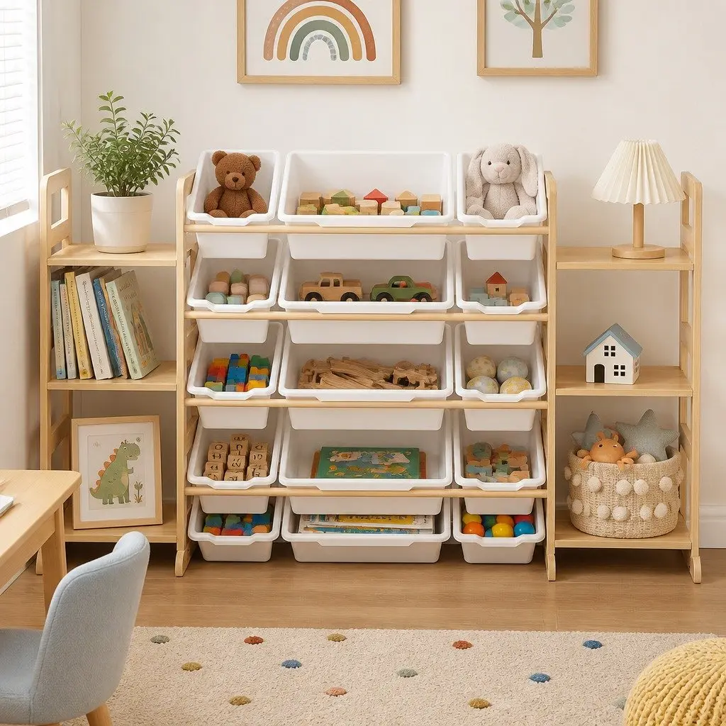 Kids Toy Box Organiser 12 Bins 6 Shelves Display Storage Rack Playroom Unit