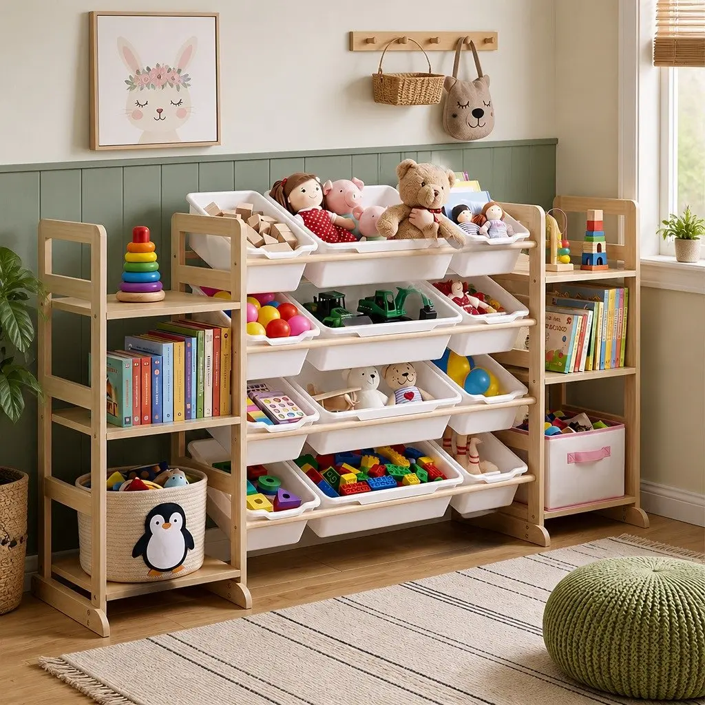 Kids Toy Box Organiser 12 Bins 6 Shelves Display Storage Rack Playroom Unit