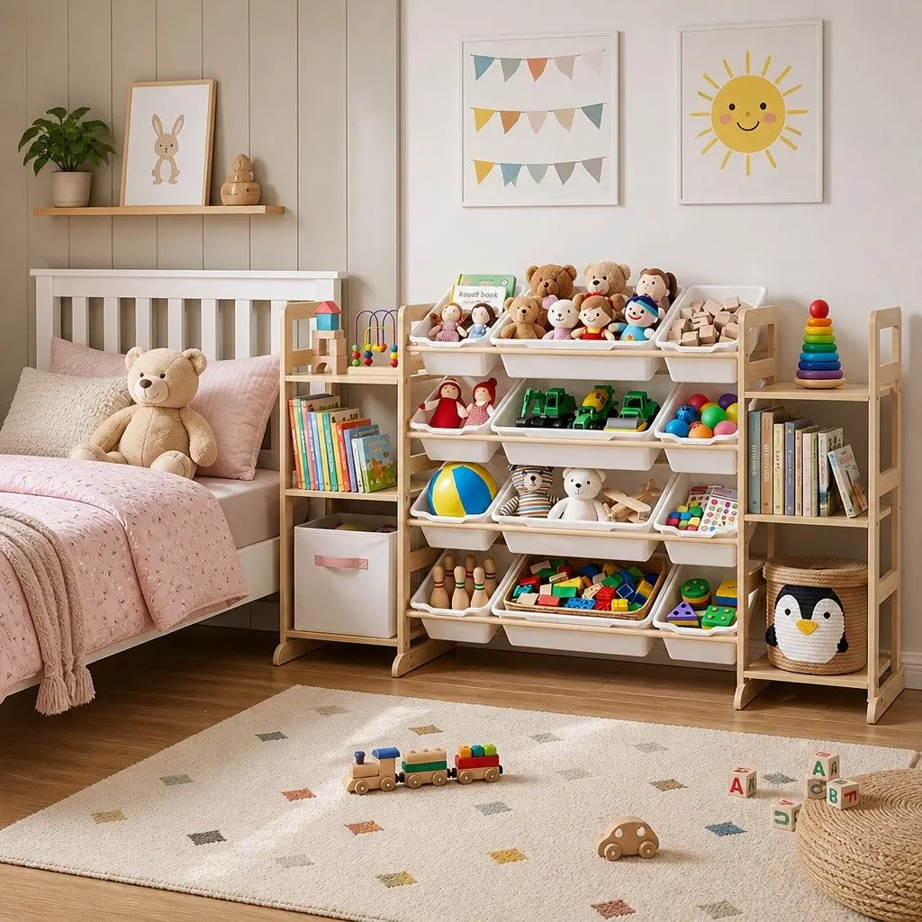 Kids Toy Box Organiser 12 Bins 6 Shelves Display Storage Rack Playroom Unit
