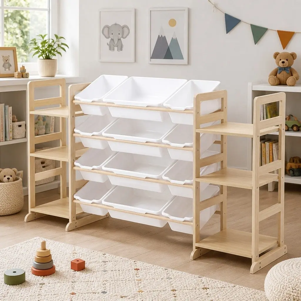 Kids Toy Box Organiser 12 Bins 6 Shelves Display Storage Rack Playroom Unit