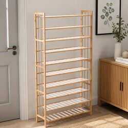 Compact 10-Tier Bamboo Shoe Rack for Your Space