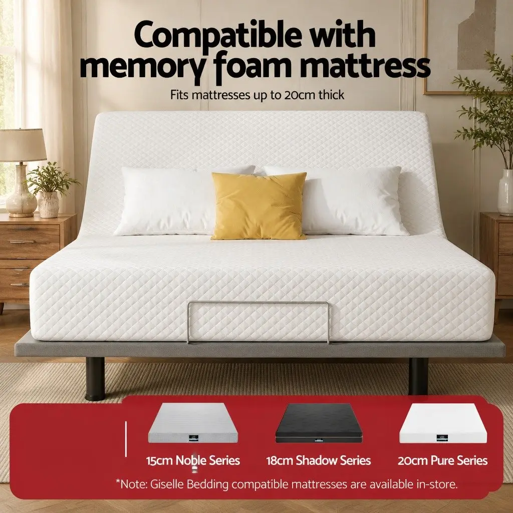 Electric Adjustable Bed Frame Black Double Size Wireless Remote Zero Gravity Function
