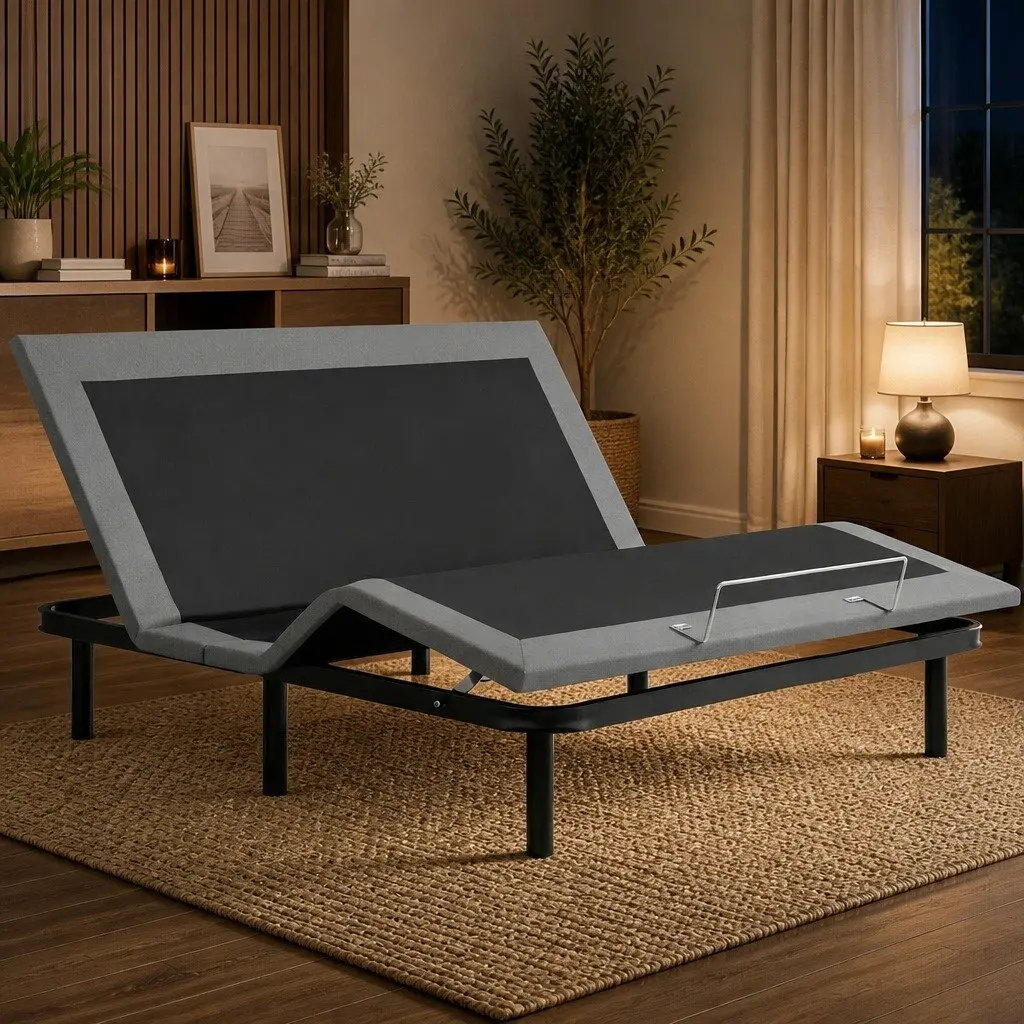 Electric Adjustable Bed Frame Black King Size Wireless Remote Zero Gravity