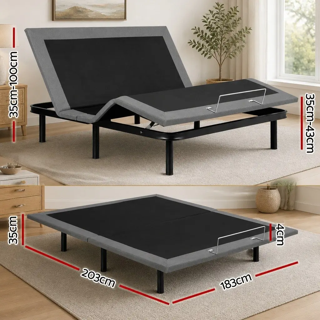 Electric Adjustable Bed Frame Black King Size Wireless Remote Zero Gravity