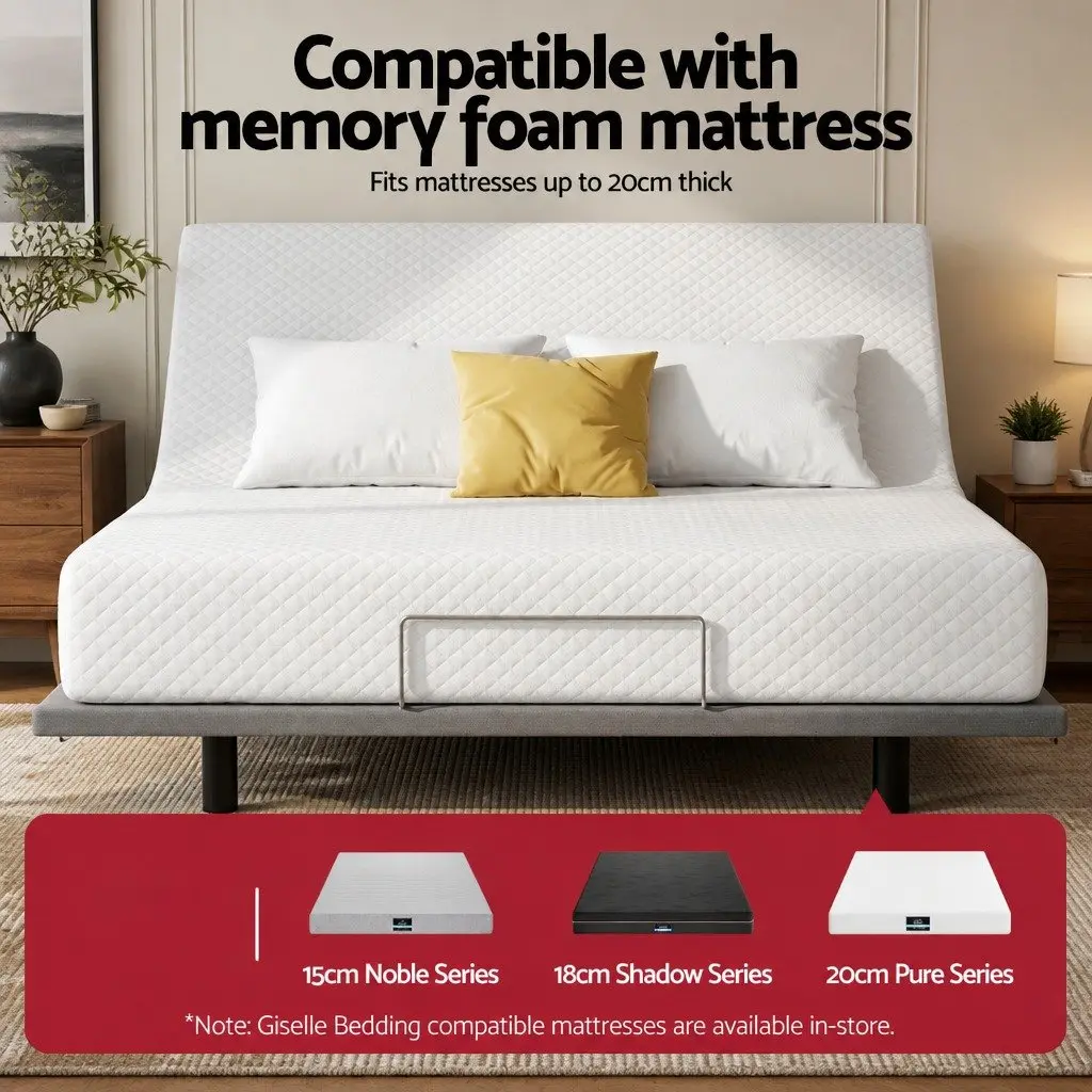 Electric Adjustable Bed Frame Black King Size Wireless Remote Zero Gravity