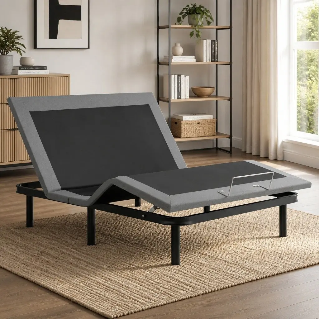 Electric Adjustable Bed Frame Black Queen Zero Gravity Wireless Remote Control
