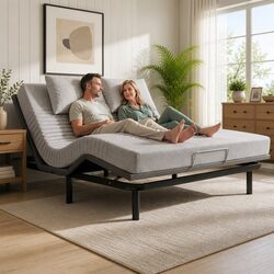 Compact King Adjustable Electric Bed Frame with Memory Foam