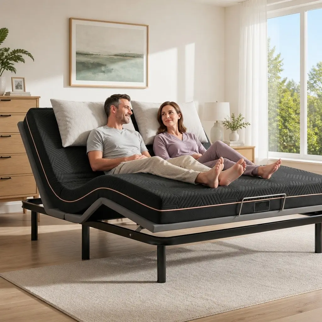 King Size Adjustable Bed Frame and Memory Foam for Better Sleep