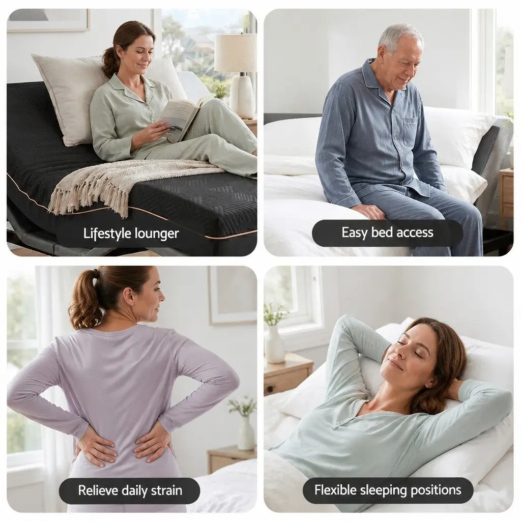 Queen Adjustable Bed Frame with Memory Foam Mattress Combo Electric Base Remote