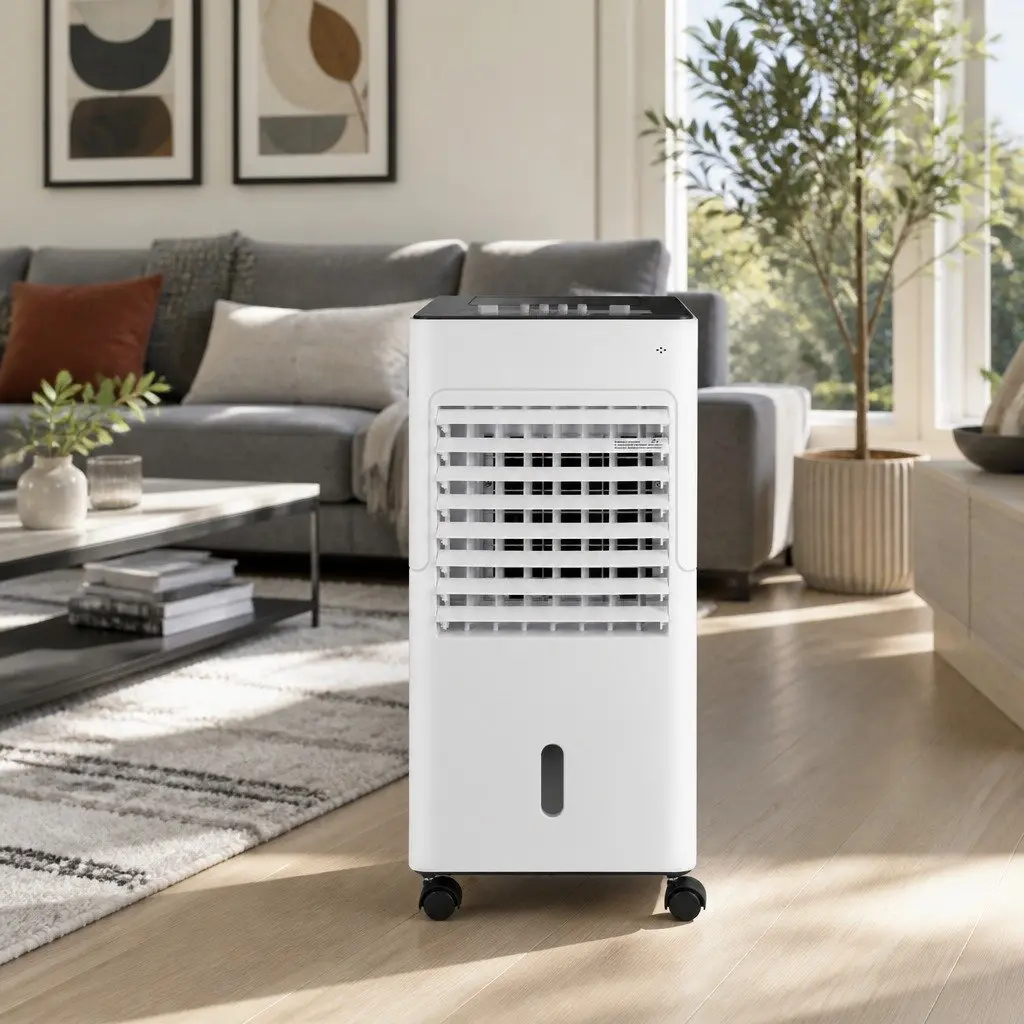 Evaporative Air Cooler Black and White 6L Water Tank 4 in 1 Humidifier Purifier Fan Portable
