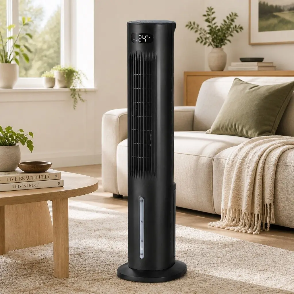 Evaporative Air Cooler Black 7L Water Tank 4-in-1 Fan Humidifier Purifier Remote Control