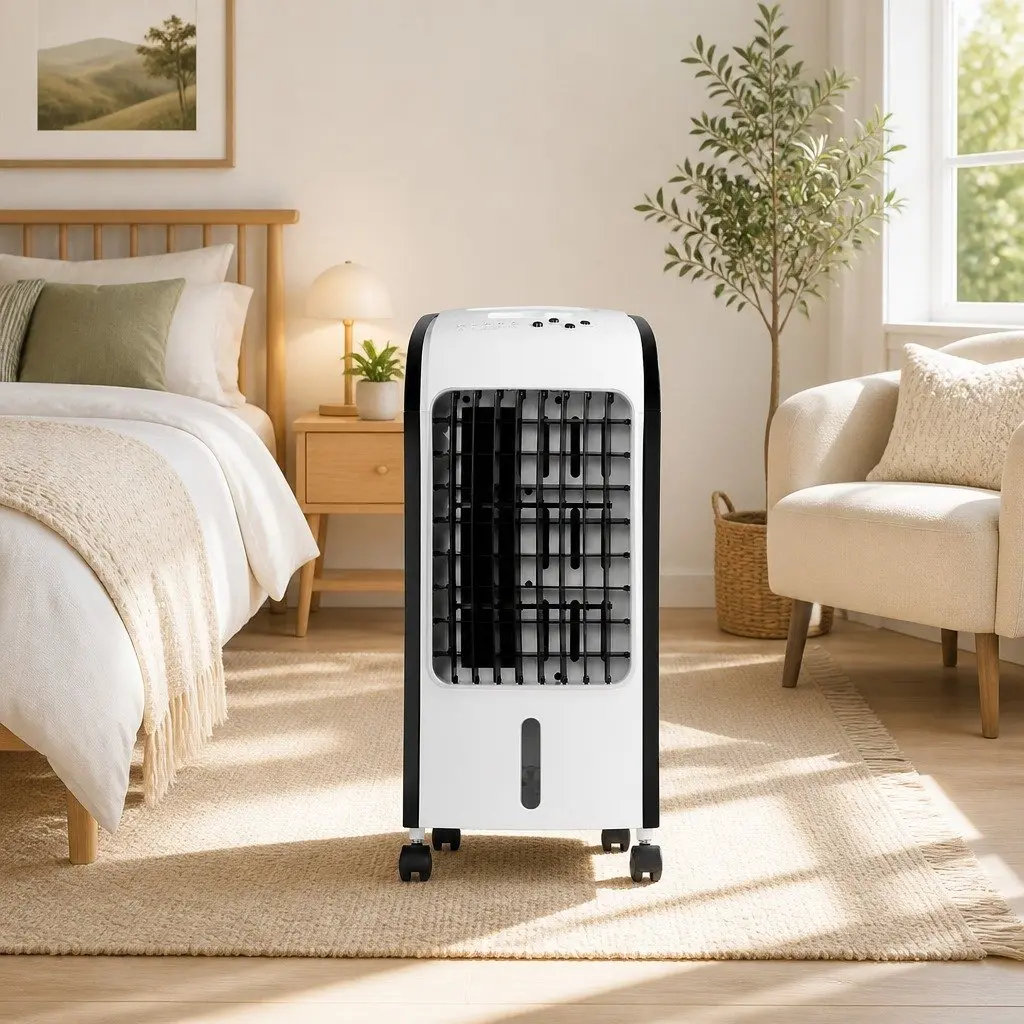 Evaporative Air Cooler Black and White 4L Portable Remote Control 4-in-1 Cooling Fan