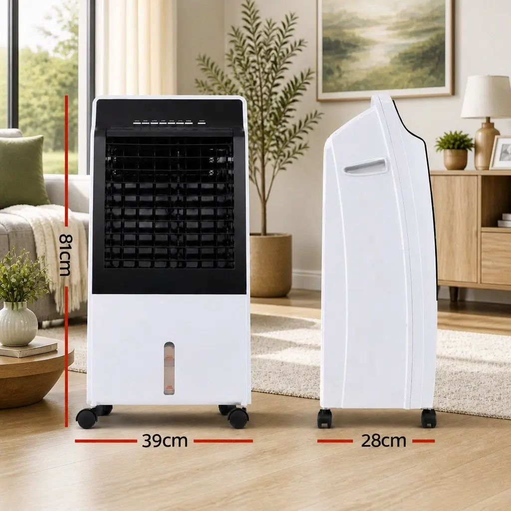Evaporative Air Cooler Fan White 8L Water Tank Humidifier Remote Control
