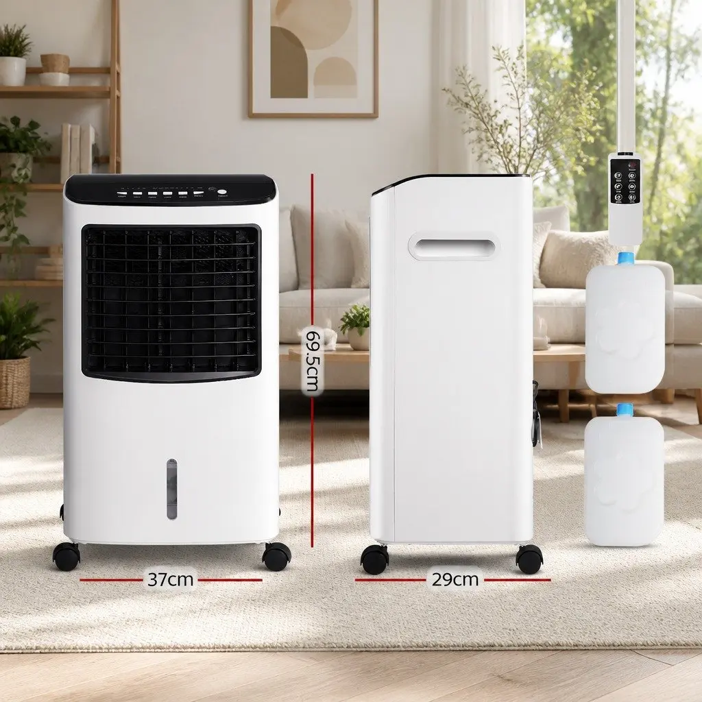 Evaporative Air Cooler Black and White 8L Humidifier Purifier Fan Remote Control