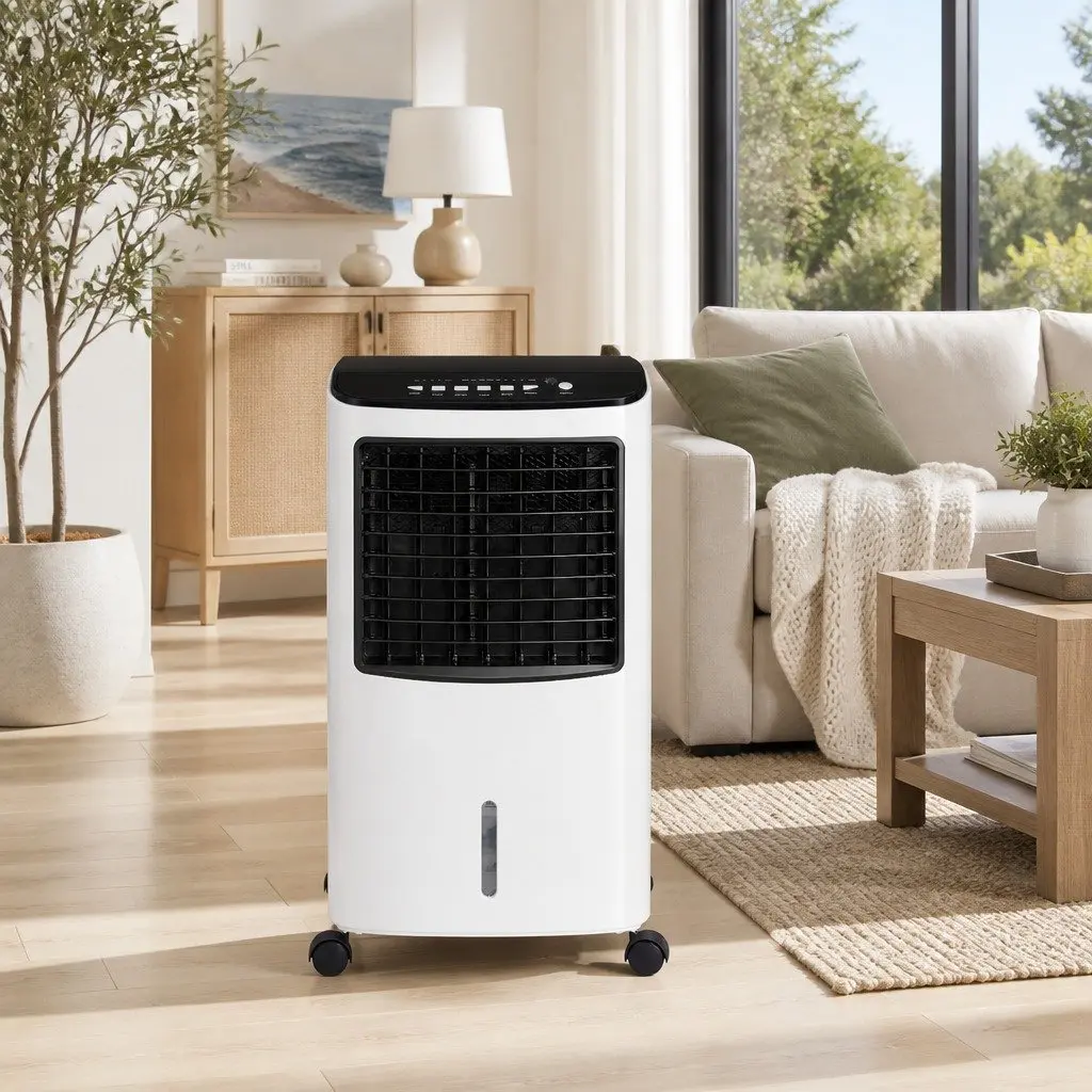 Evaporative Air Cooler Black and White 8L Humidifier Purifier Fan Remote Control