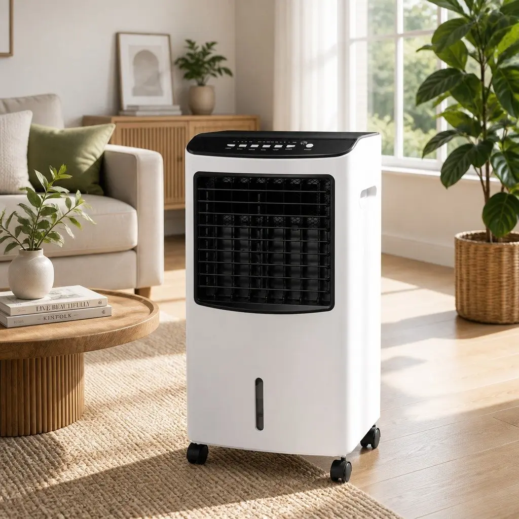 Evaporative Air Cooler Black and White 8L Humidifier Purifier Fan Remote Control