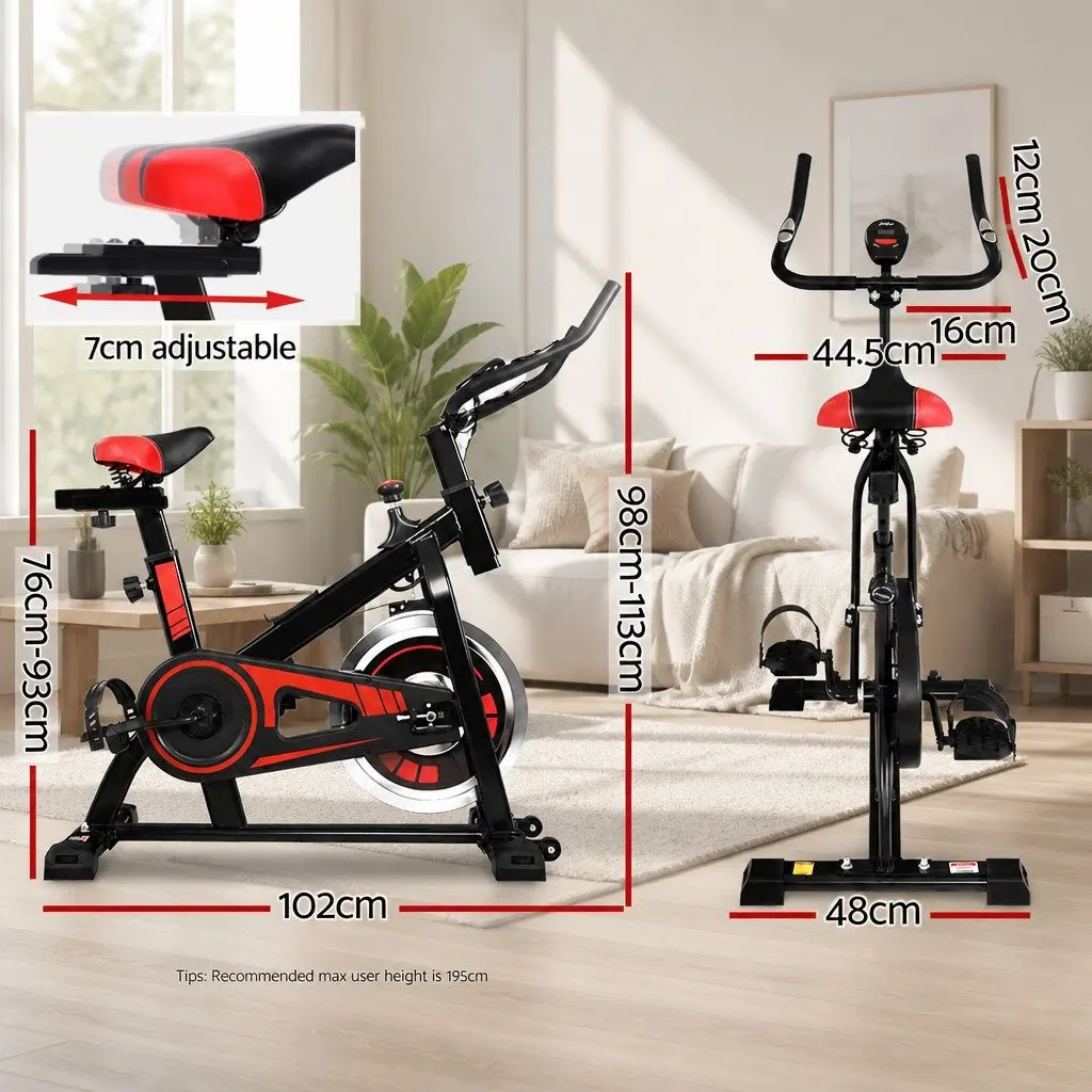 Exercise Bike Black Adjustable Resistance Heavy-Duty Flywheel Indoor Cycling Fitness Training