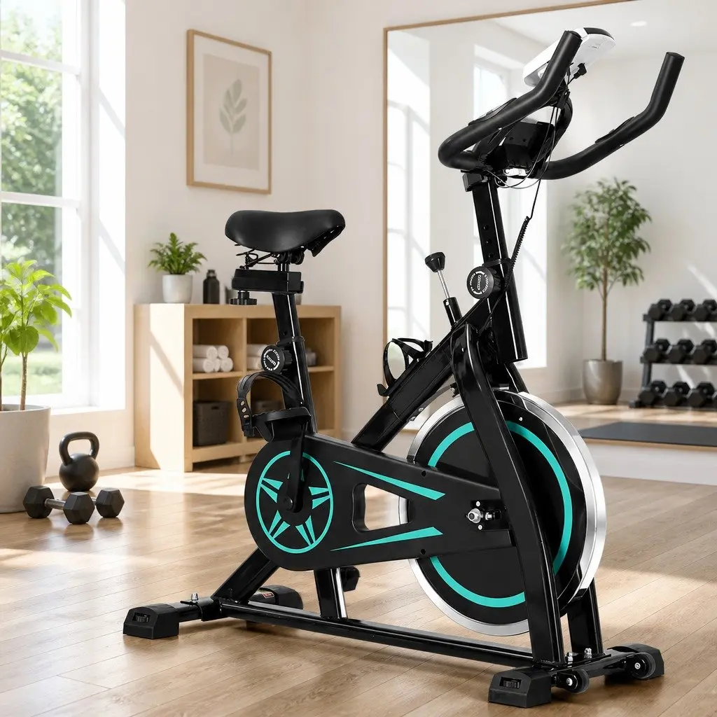 Exercise Bike Black 10kg Flywheel Adjustable Seat LCD Display Home Gym Fitness Equipment