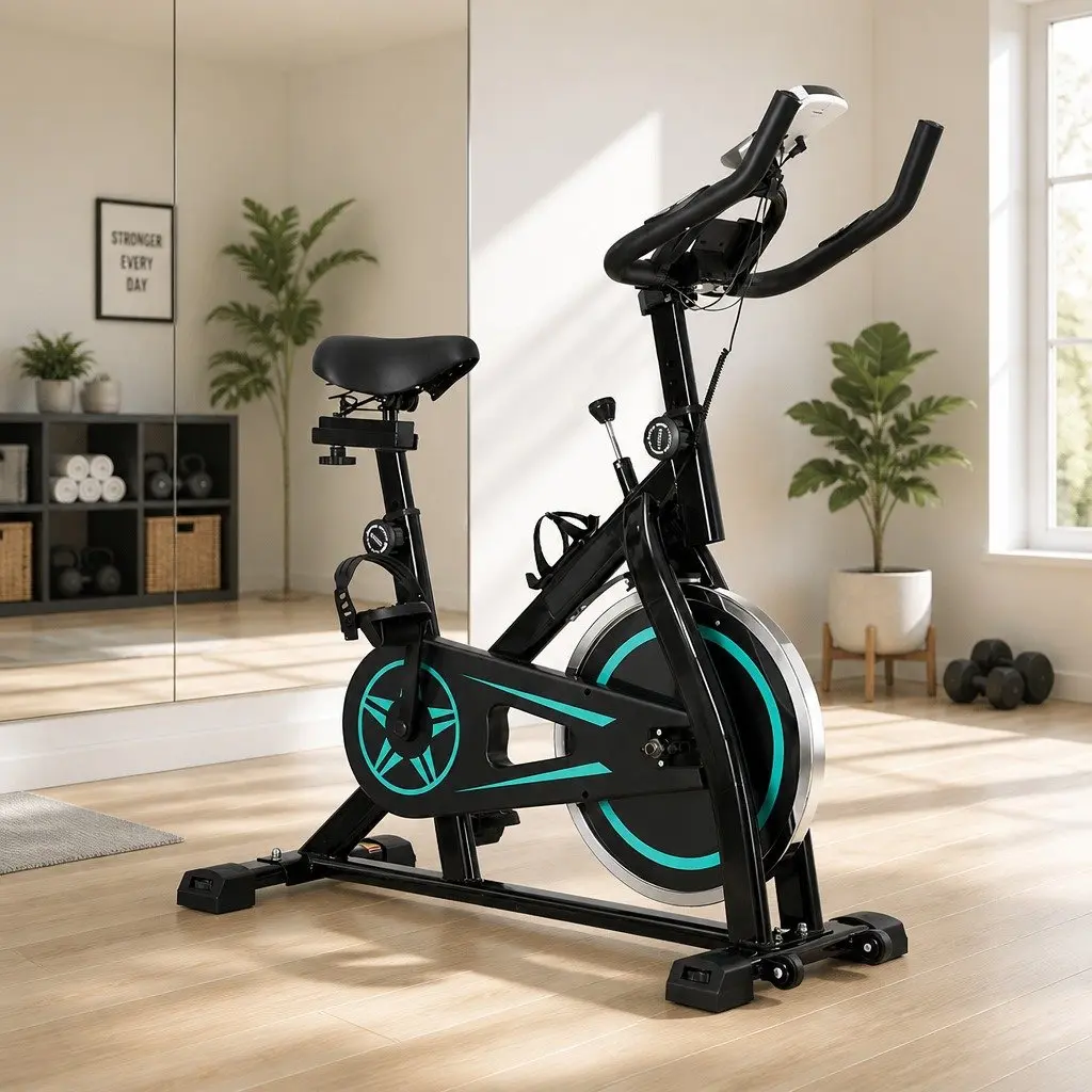 Exercise Bike Black 10kg Flywheel Adjustable Seat LCD Display Home Gym Fitness Equipment