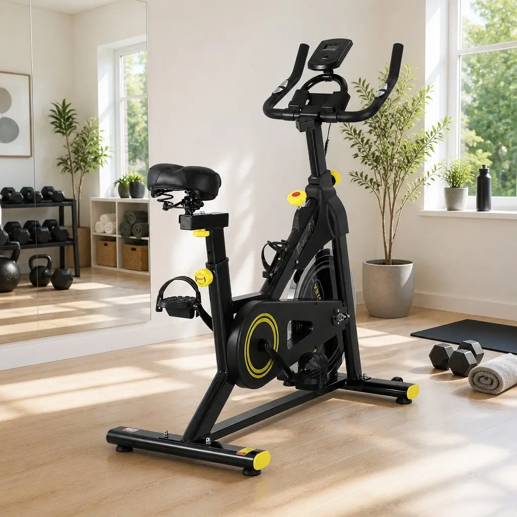 Exercise Bike Black Adjustable Bluetooth APP Connectable 13kg Flywheel