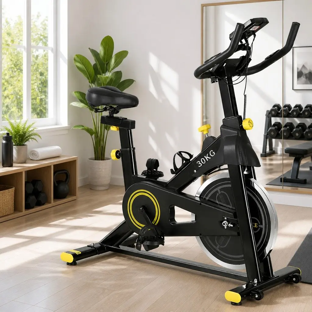 Exercise Bike Black Adjustable Bluetooth APP Connectable 13kg Flywheel