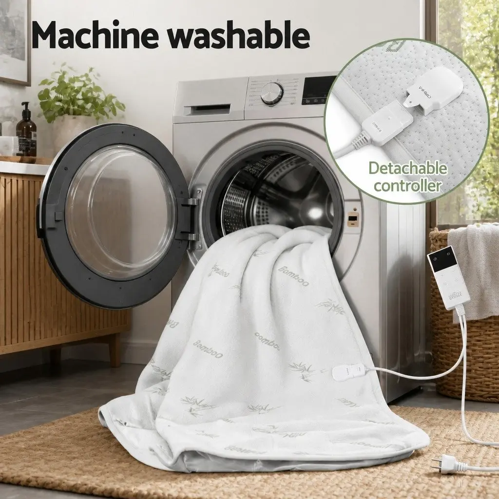 Electric Blanket Double Fitted Heated Pad Underlay Machine Washable Winter