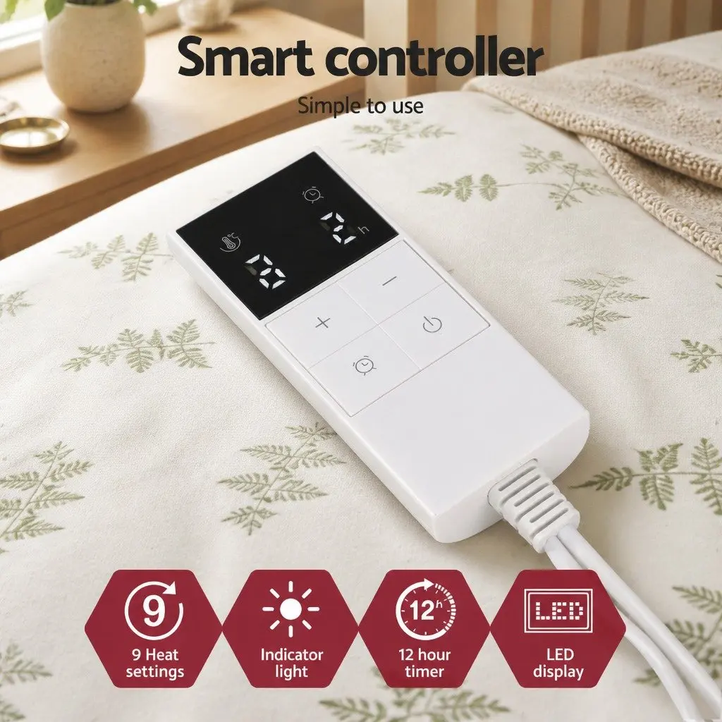 Electric Blanket Double Fitted Heated Pad Underlay Machine Washable Winter