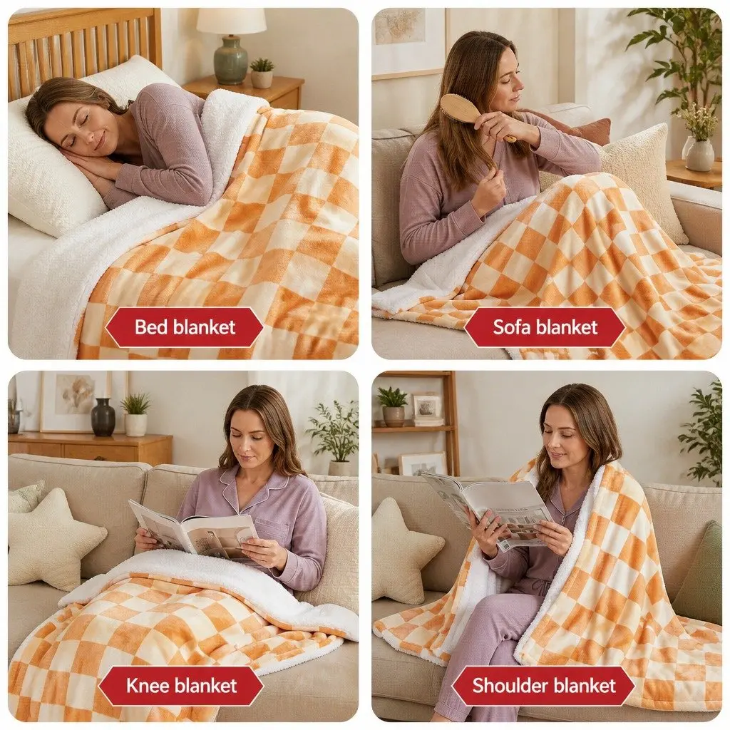 Electric Throw Rug Yellow 160cm x 130cm Dual Sided Flannel Sherpa 9 Temperature Settings