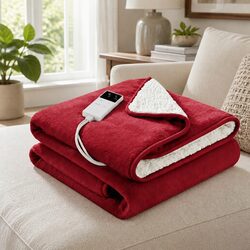Efficient Burgundy Electric Heated Throw Rug for Cozy Nights