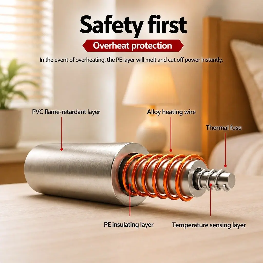 Electric Heated Throw Rug Burgundy Double-Sided Flannel Sherpa Blanket 9 Piece