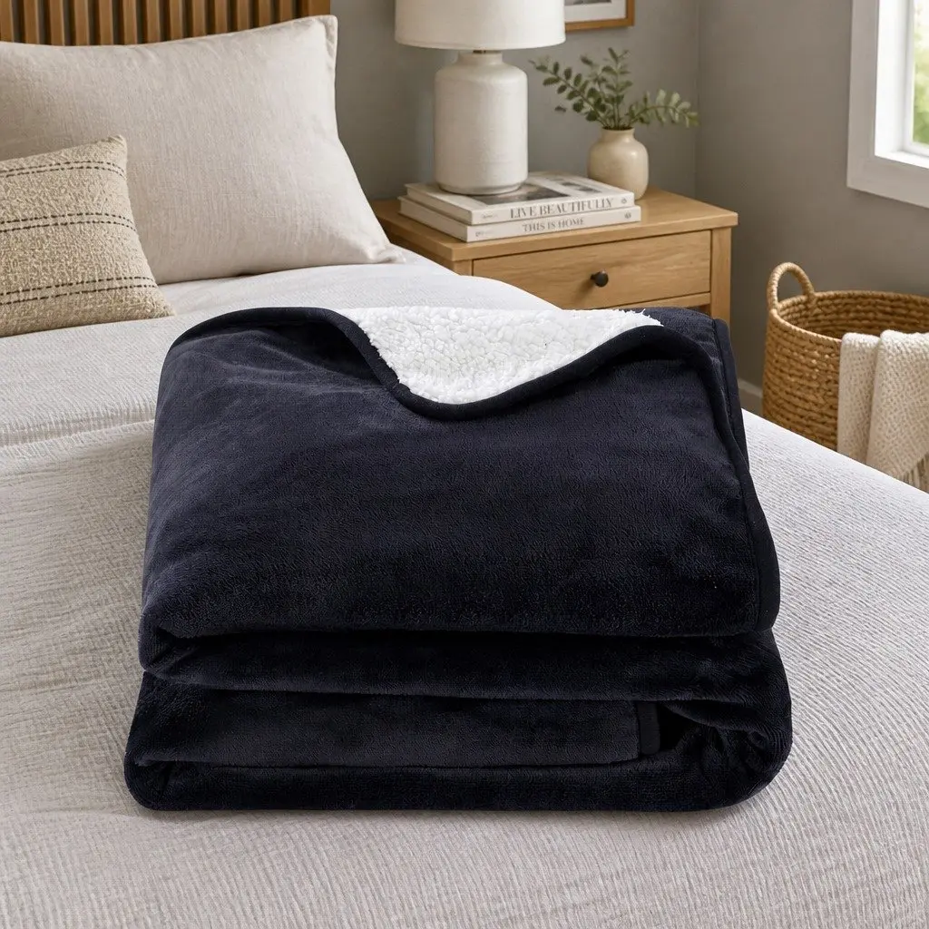 Electric Throw Rug Charcoal 160x130cm Double-Sided Fleece with Nine Temperature Settings