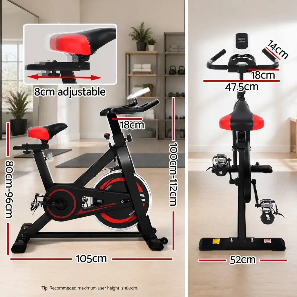 Exercise Bike Black Adjustable Height LCD Monitor Heavy-Duty Flywheel