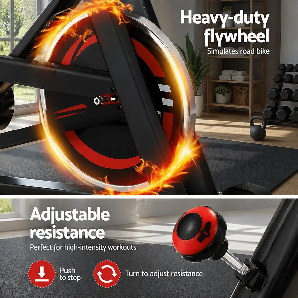 Exercise Bike Black Adjustable Height LCD Monitor Heavy-Duty Flywheel