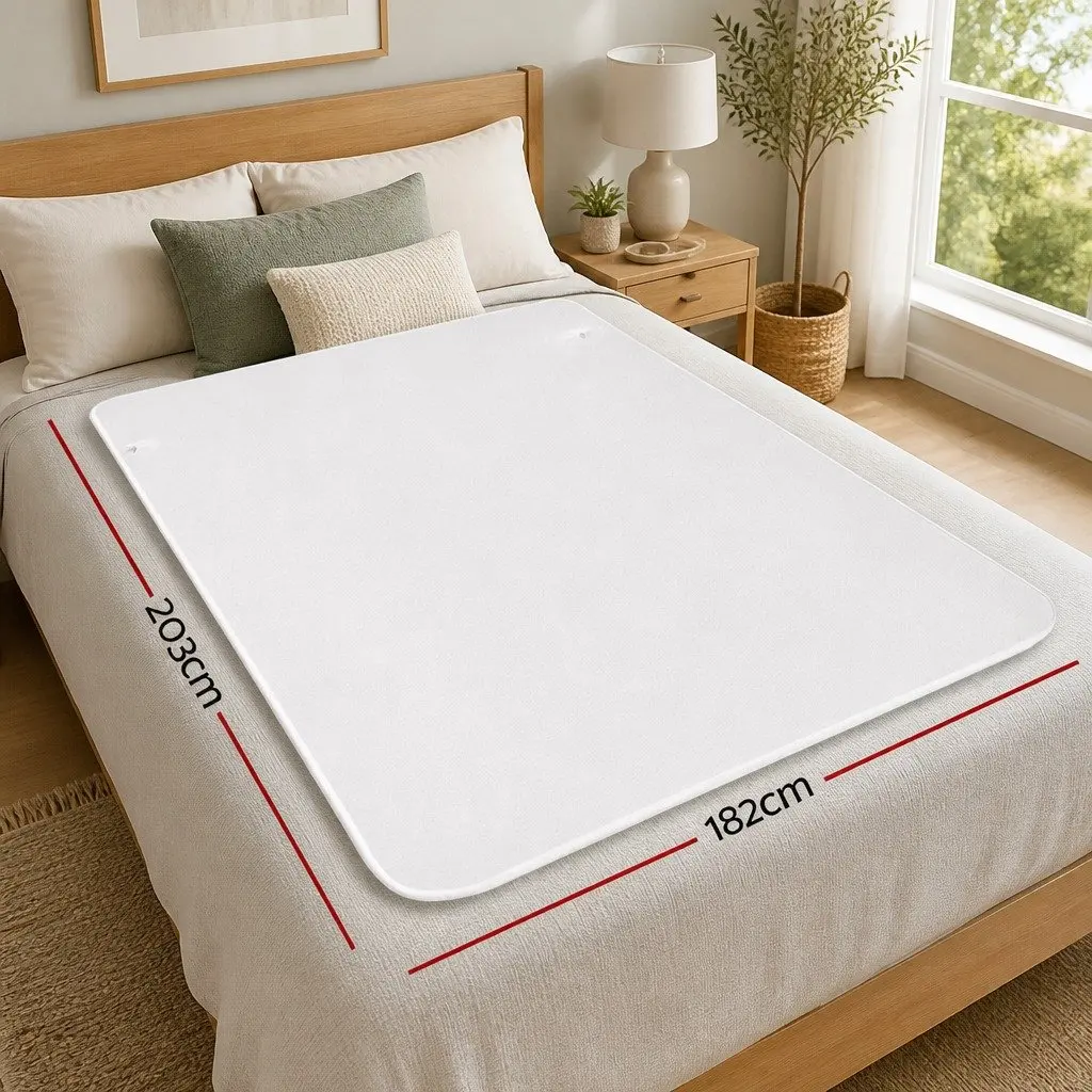 Electric Blanket White King Size Fully Fitted Fleecy Underlay with Nine Temperature Settings and LED Display Controller